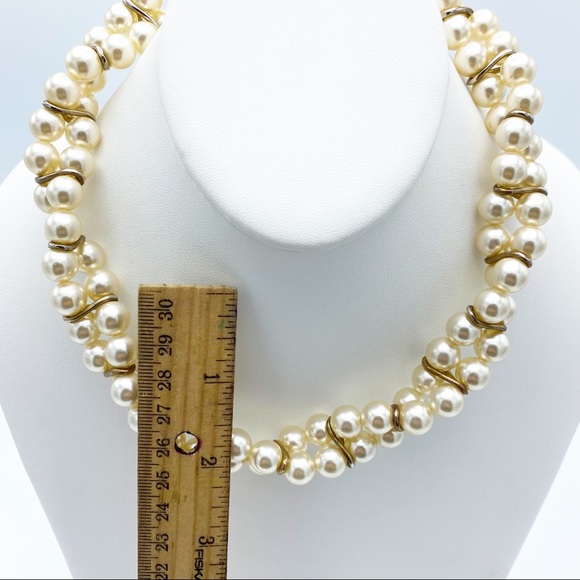 Champagne Faux Pearl Twisted Collar Necklace Vintage Inspired Necklace - Picture 5 of 10